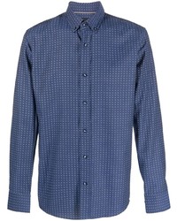 BOSS Long Sleeve Square Print Shirt