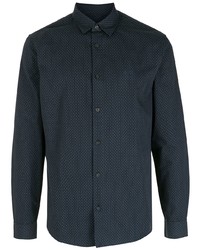 Armani Exchange Micro Print Long Sleeved Cotton Shirt