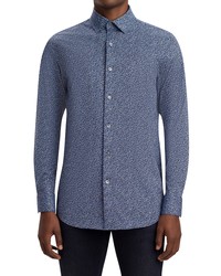 Bugatchi Ooohcotton Tech Print Button Up Shirt In Classic Blue At Nordstrom