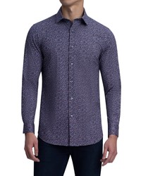 Bugatchi Ooohcotton Tech Print Knit Button Up Shirt In Orchid At Nordstrom