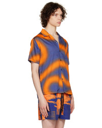 DOUBLE RAINBOUU Orange Blue Printed Shirt