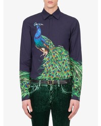 Dolce & Gabbana Peacock Print Buttoned Shirt