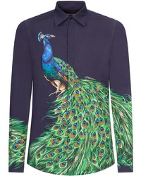 Dolce & Gabbana Peacock Print Buttoned Shirt