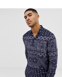 Mauvais Revere Shirt With Tile Print In Relaxed Fit