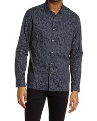 John Varvatos Ross Slim Fit Long Sleeve Sport Cotton Button Up Shirt In Cosmos Blue At Nordstrom
