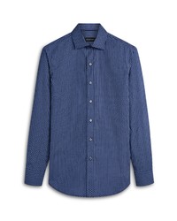 Bugatchi Shaped Fit Dot Print Button Up Shirt In Navy At Nordstrom
