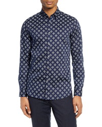 Ted Baker London Tillyou Slim Fit Geo Print Button Up Shirt