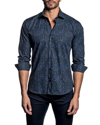 Jared Lang Trim Fit Constellation Button Up Shirt