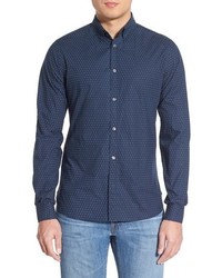 French Connection Trim Fit Dot Print Sport Shirt