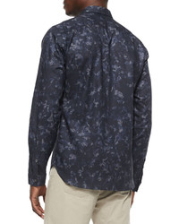 Theory Wilten Long Sleeve Shirt In Gladiola Print