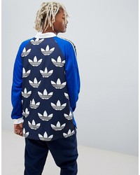 adidas Originals B Side Long Sleeve Jersey With Back Print In Blue Dh5057