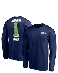 FANATICS Branded College Navy Seattle Seahawks 1 Dad Long Sleeve T Shirt
