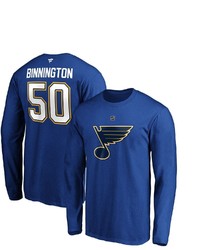 FANATICS Branded Jordan Binnington Blue St Louis Blues Authentic Stack Name Number Long Sleeve T Shirt