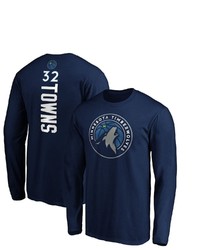 FANATICS Branded Karl Anthony Towns Navy Minnesota Timberwolves Team Playmaker Name Number Long Sleeve T Shirt