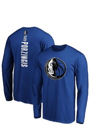 FANATICS Branded Kristaps Porzingis Blue Dallas Mavericks Team Playmaker Name Number Long Sleeve T Shirt