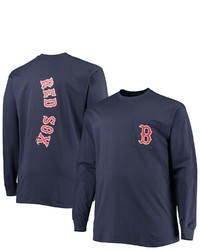 FANATICS Branded Navy Boston Red Sox Big Tall Solid Back Hit Long Sleeve T Shirt