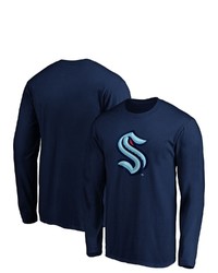 FANATICS Branded Navy Seattle Kraken Primary Logo Long Sleeve T Shirt