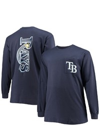 FANATICS Branded Navy Tampa Bay Rays Big Tall Solid Back Hit Long Sleeve T Shirt