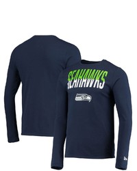 New Era College Navy Seattle Seahawks Combine Authentic Split Line Long Sleeve T Shirt At Nordstrom