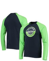 New Era College Navyneon Green Seattle Seahawks League Raglan Long Sleeve T Shirt