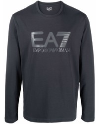 Ea7 Emporio Armani Logo Print Long Sleeved T Shirt