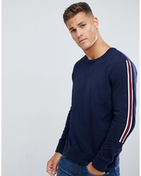 Burton Menswear Long Sleeved T Shirt With Taping In Navy