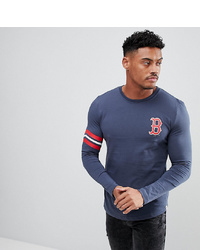 Majestic Muscle Fit Long Sleeve T Shirt With Red Sox Back Print