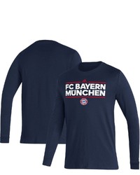 adidas Navy Bayern Munich Lockup Long Sleeve T Shirt