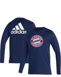 adidas Navy Bayern Munich Three Stripe Life Crest Long Sleeve T Shirt At Nordstrom