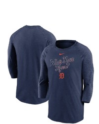 Nike Navy Detroit Tigers Local Phrase Tri Blend 34 Sleeve Raglan T Shirt