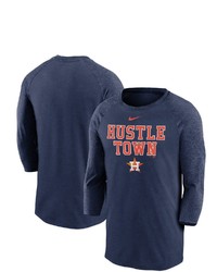Nike Navy Houston Astros Local Phrase Tri Blend 34 Sleeve Raglan T Shirt
