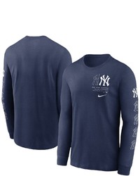 Nike Navy New York Yankees Team Slider Tri Blend Long Sleeve T Shirt At Nordstrom