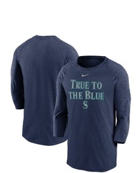 Nike Navy Seattle Mariners Local Phrase Tri Blend 34 Sleeve Raglan T Shirt