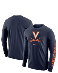 Nike Navy Virginia Cavaliers Team Lockup 2 Hit Long Sleeve T Shirt