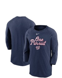 Nike Navy Washington Nationals Local Phrase Tri Blend 34 Sleeve Raglan T Shirt