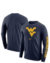 Nike Navy West Virginia Mountaineers Team Lockup 2 Hit Long Sleeve T Shirt