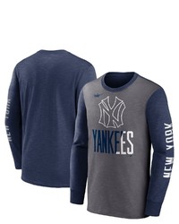 Nike Navygray New York Yankees Cooperstown Collection Rewind Splitter Slub Long Sleeve T Shirt At Nordstrom