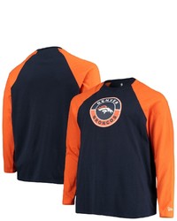 New Era Navyorange Denver Broncos Big Tall League Raglan Long Sleeve T Shirt