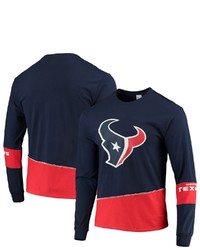 REFRIED APPAREL Navyred Houston Texans Sustainable Upcycled Angle Long Sleeve T Shirt