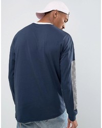 Asos Oversized Long Sleeve T Shirt With Sleeve Print And Tipped Rib