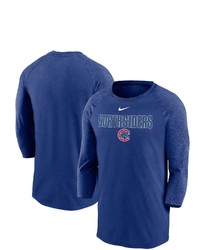 Nike Royal Chicago Cubs Local Phrase Tri Blend 34 Sleeve Raglan T Shirt