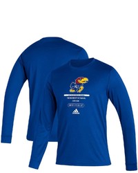 adidas Royal Kansas Jayhawks Sideline Locker Tag Creator Roready Long Sleeve T Shirt