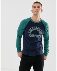 Abercrombie & Fitch Tech Plated Logo Long Sleeve Top In Navy