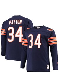 Mitchell & Ness Walter Payton Navy Chicago Bears Big Tall Retired Player Name Number Long Sleeve Top