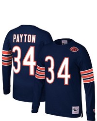 Mitchell & Ness Walter Payton Navy Chicago Bears Throwback Retired Player Name Number Long Sleeve Top