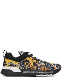 VERSACE JEANS COUTURE Black Gold Dynamic Sneakers