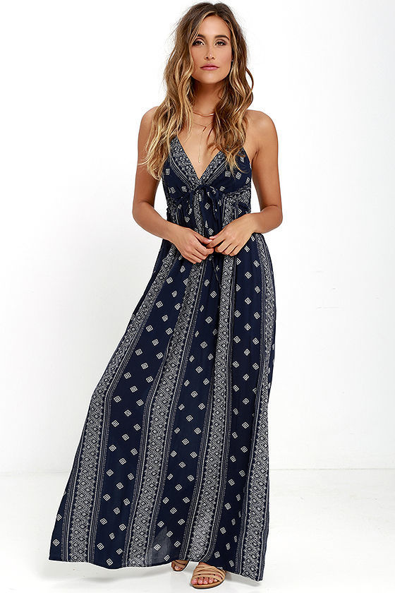 Worlds Most Wanted Navy Blue Print Maxi 