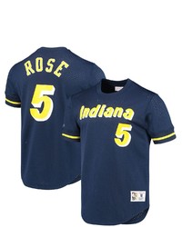 Mitchell & Ness Jalen Rose Navy Indiana Pacers 1996 Mesh Name Number T Shirt