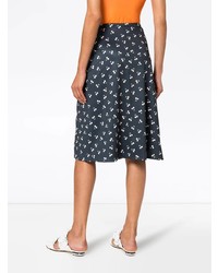 Ganni Blue Cherry Print Wrap Skirt