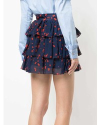 Macgraw Heart Print Tiered Mini Skirt